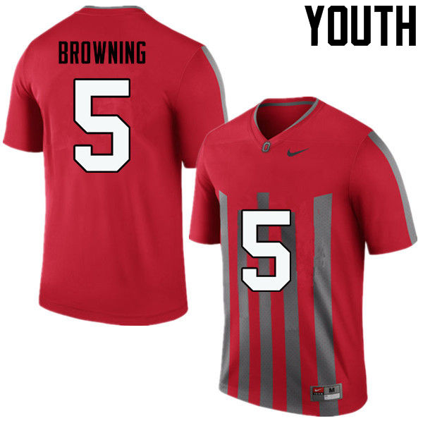 Ohio State Buckeyes Baron Browning Youth #5 Throwback Game Stitched College Football Jersey